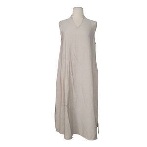 Wynne Layers Oatmeal Tan Sleeveless Dress Sz M Lagenlook Neutral Simple‎ Minimal